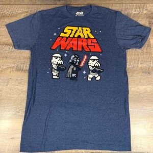 Star Wars Men's M Graphic Tee Blue 8 Bit